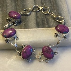 Boutique Jewelry - Purple Copper Turquoise (Lab) & Silver Bracelet Boutique Jewelry - Purple Copper Turquoise (Lab) & Silver Bracelet